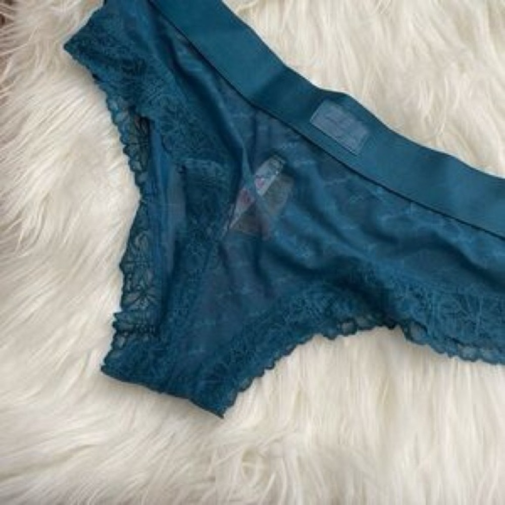 PINK Victoria's Secret Deep Teal Lace Panties